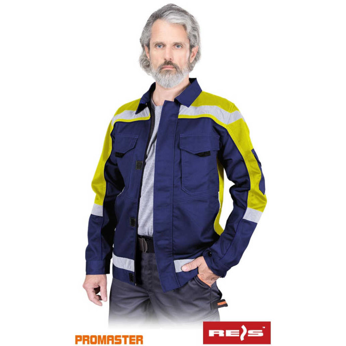 BLUZA ROBOCZA REIS PROMASTER PROM-J Z PASAMI ODBLASKOWYMI GRANATOWO-ŻÓŁTO-SZARA