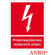 ZNAK BEZPIECZEŃSTWA ANRO PRZECIWPOŻAROWY WYŁĄCZNIK PRĄDU PŁYTA PCV ZNAK Z NADRUKIEM FOTOLUMINESCENCYJNYM