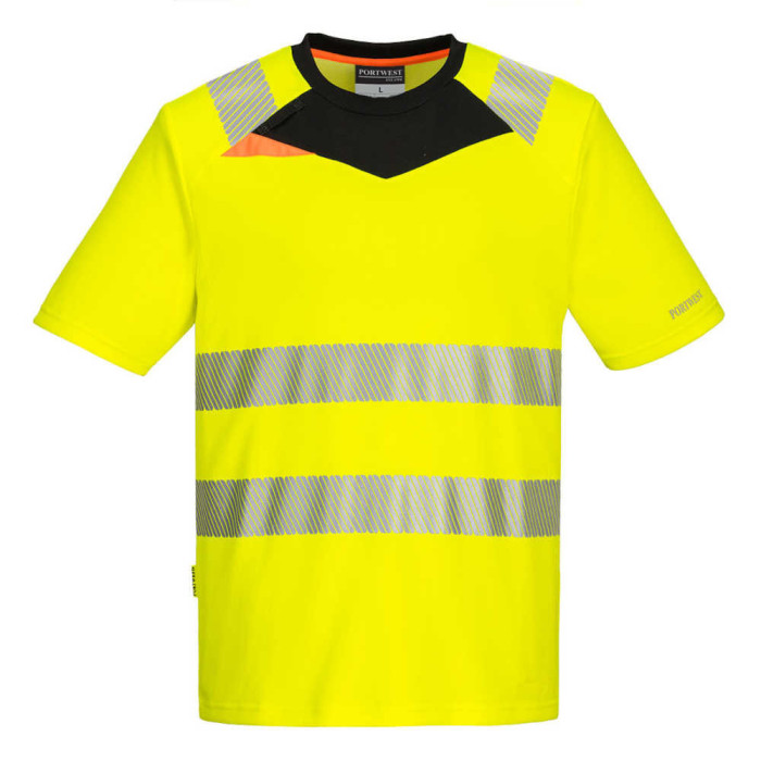 KOSZULKA T-SHIRT PORTWEST DX4 PRW-DX413 FUNKCYJNA OSTRZEGAWCZA ŻÓŁTO-CZARNA