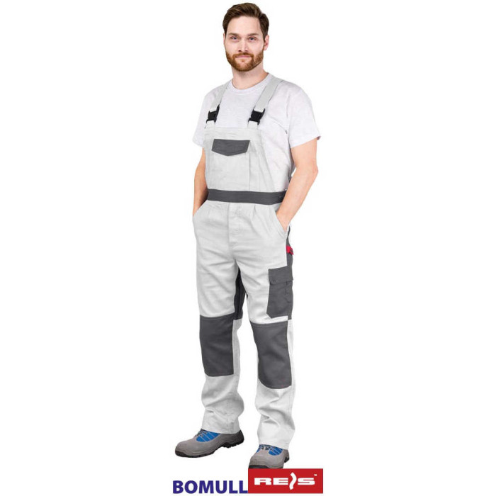 SPODNIE ROBOCZE REIS BOMULL BOMULL-B OGRODNICZKI BIAŁO-SZARE