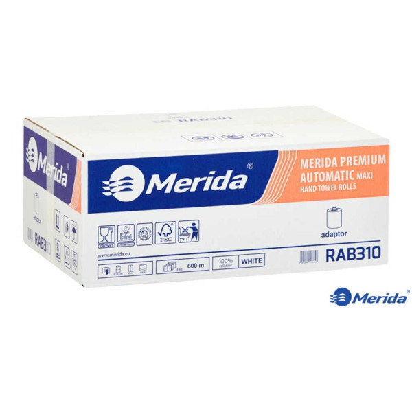 RĘCZNIKI PAPIEROWE MERIDA HME-REC-MAXI Z ADAPTOREM MERIDA PREMIUM OP. 6 ROLEK BIAŁE