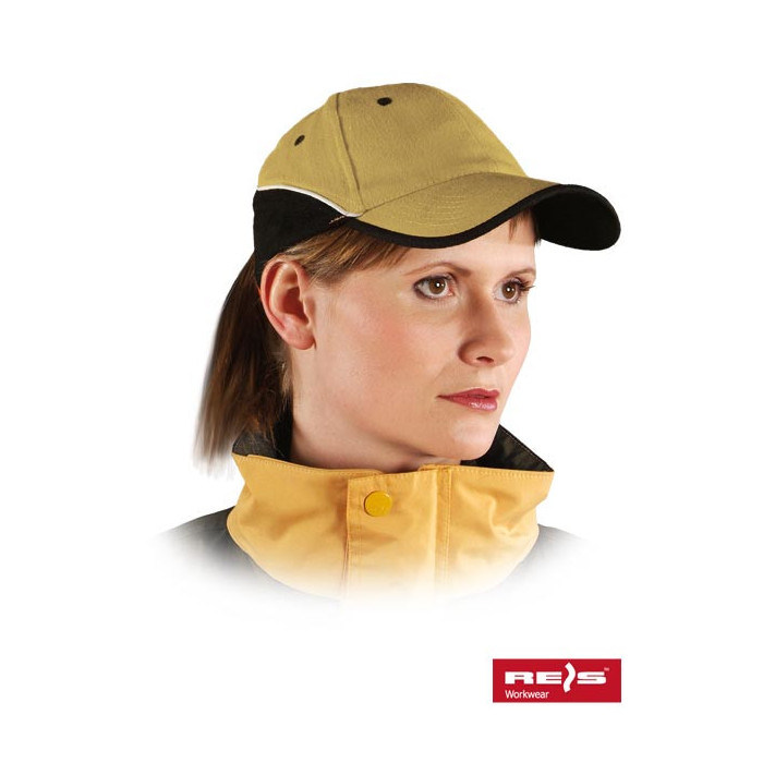 CZAPKA LETNIA REIS CZTOP Z DASZKIEM DRELICHOWA 100%-BAWEŁNA 290 g/m2 KHAKI-CZARNA