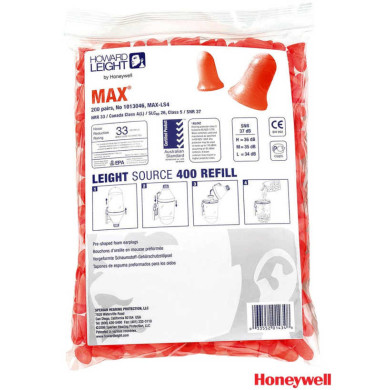 ZATYCZKI DO USZU HONEYWELL HW-OSZ-MAX400 PRZECIWHAŁASOWE OP. 200 PAR POMARAŃCZOWE