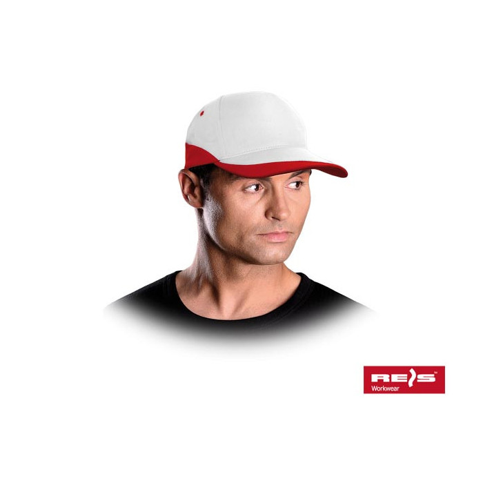 CZAPKA LETNIA REIS CZCOL Z DASZKIEM 100%-BAWEŁNA 290 g/m2 BIAŁO-CZERWONA