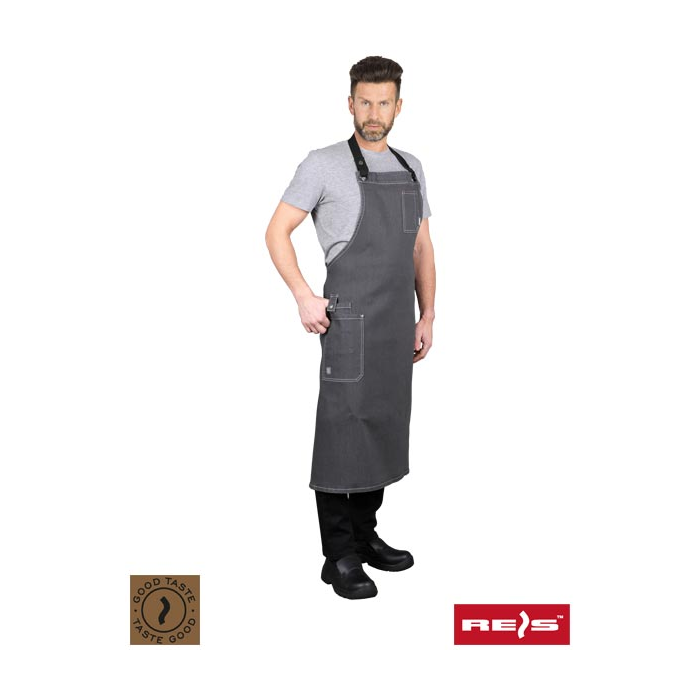 FARTUCH ROBOCZY REIS GRANDE PRZEDNI Z JEANSU CIEMNOSZARY
