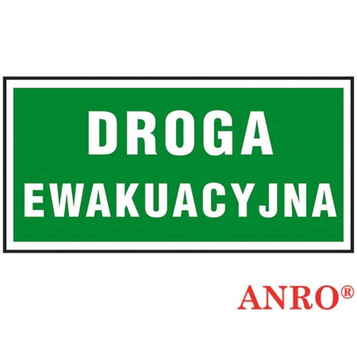 ZNAK BEZPIECZEŃSTWA ANRO DROGA EWAKUACYJNA PŁYTA PCV ZNAK Z NADRUKIEM FOTOLUMINESCENCYJNYM