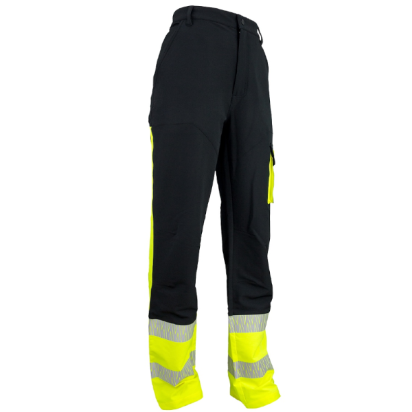 SPODNIE ROBOCZE URGENT 732 DO PASA ODBLASKOWE SOFTSHELL CZARNO-ŻÓŁTE
