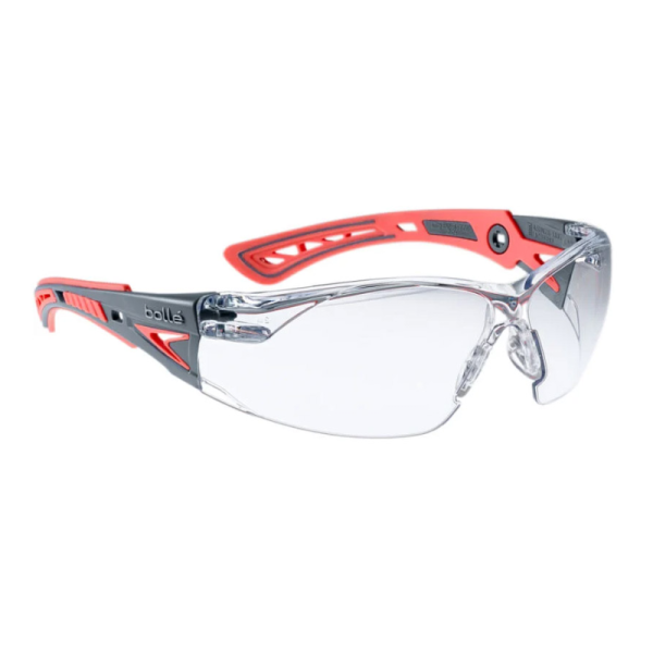 OKULARY OCHRONNE BOLLE SAFETY RUSH+ SMALL PANORAMICZNE SZARO-RÓŻOWE PRZEZROCZYSTE