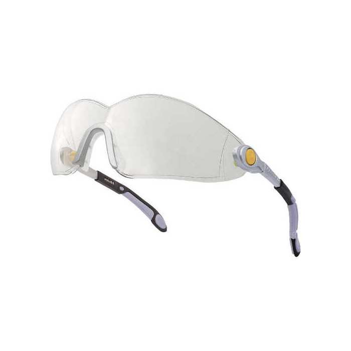 OKULARY OCHRONNE DELTA PLUS VULCANO 2 PLUS CLEAR DP-VULC2PLIN NIEPARUJĄCE NIERYSUJĄCE UV400 BEZBARZNE Z SZARO-CZARNYMI ZAUSZ