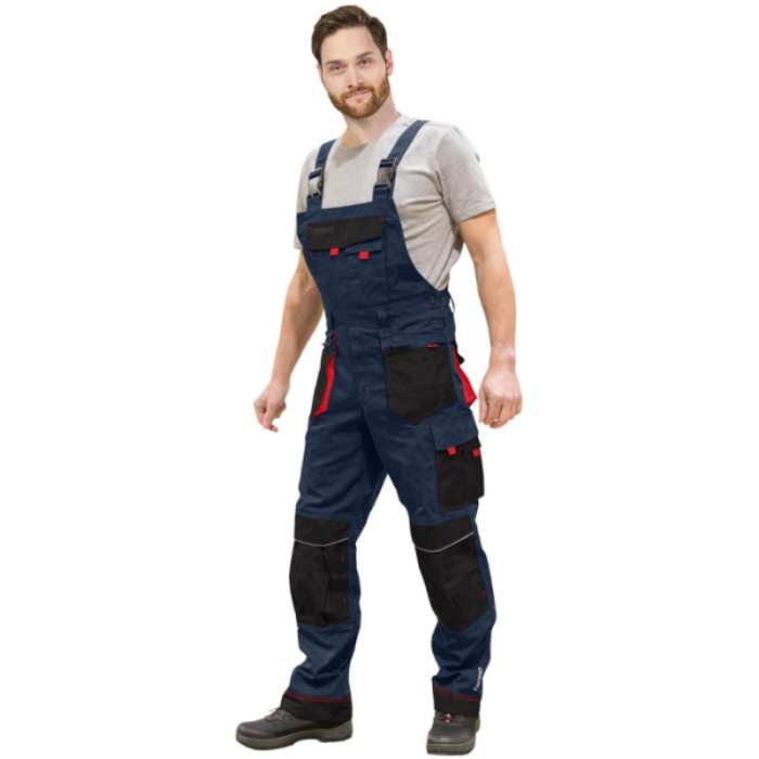 SPODNIE ROBOCZE LEBER-HOLLMAN LH-FMN-B OGRODNICZKI GRANATOWO-CZARNO-CZERWONE