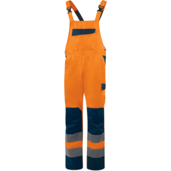 SPODNIE ROBOCZE DELTA PLUS M1SA2HV OGRODNICZKI OSTRZEGAWCZE POMARAŃCZOWO-FLUO-GRANATOWE