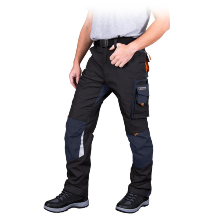 SPODNIE ROBOCZE LEEBER-HOLLMAN LH-NA-T DO PASA CZARNO-GRANATOWO-POMARAŃCZOWE