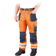 SPODNIE ROBOCZE LEBER-HOLLMAN FORMEN LH-FMNX-T OSTRZEGAWCZE DO PASA CZERWONO-GRANATOWO-SZARE