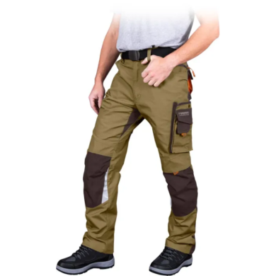 SPODNIE ROBOCZE LEEBER-HOLLMAN LH-NA-T DO PASA KHAKI-BRĄZOWO-POMARAŃCZOWE
