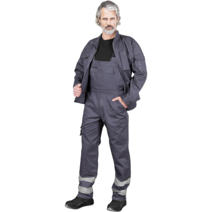 SPODNIE ROBOCZE LEBER-HOLLMAN LH-BISTER_X OGRODNICZKI ODBLASKOWE SZARE