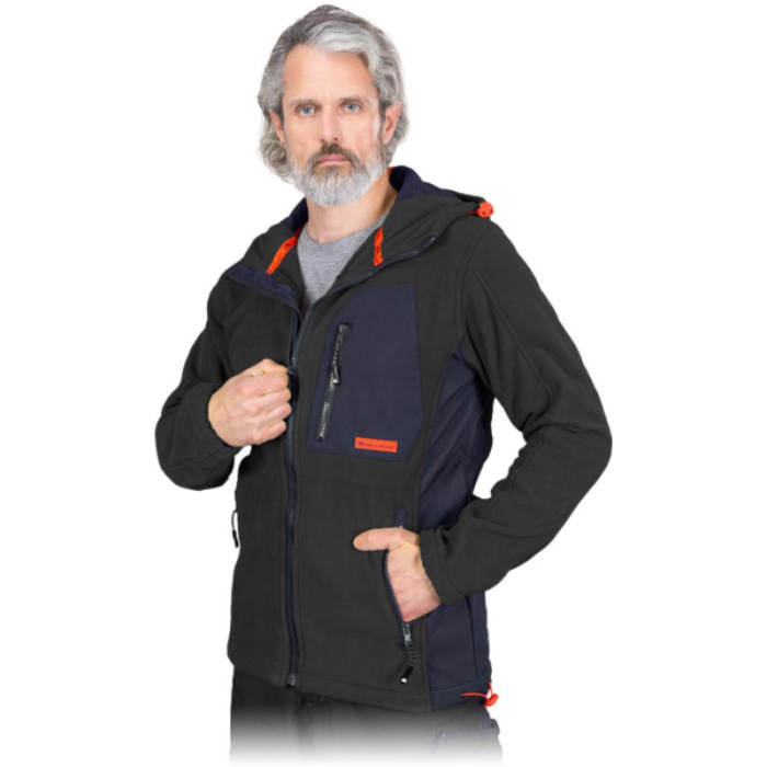 BLUZA ROBOCZA LEEBER-HOLLMAN LH-NA-P Z POLARU CZARNO-GRANATOWO-POMARAŃCZOWA