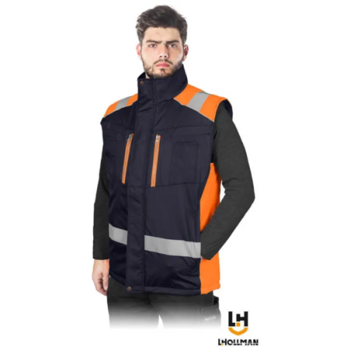 BEZRĘKAWNIK ROBOCZY LEBER-HOLLMAN LH-ASKER-V OCIEPLANY GRANATOWO-POMARAŃCZOWY BEZRĘKAWNIK ROBOCZY LEBER-HOLLMAN LH-ASKER-V OCIEPLANY GRANATOWO-POMARAŃCZOWY