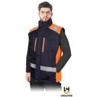 BEZRĘKAWNIK ROBOCZY LEBER-HOLLMAN LH-FMNW-V OCIEPLANY NIEBIESKO-CZARNO-SZARY