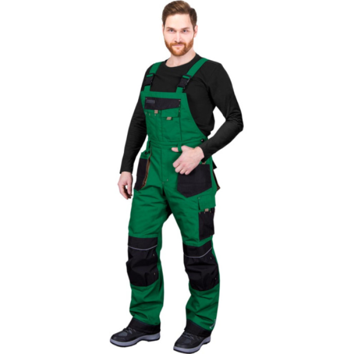 SPODNIE ROBOCZE LEBER-HOLLMAN LH-FMNW-B OGRODNICZKI OCIEPLANE ZIELONO-CZARNO-SZARE