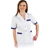 BLUZA ROBOCZA LEEBER-HOLLMAN LH-HCLS_J Z KRÓTKIM RĘKAWEM BIAŁO-NIEBIESKA