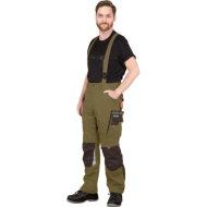 SPODNIE ROBOCZE LEBER-HOLLMAN LH-FMNX-B OGRODNICZKI OSTRZEGAWCZE CZERWONO-GRANATOWO-SZARE