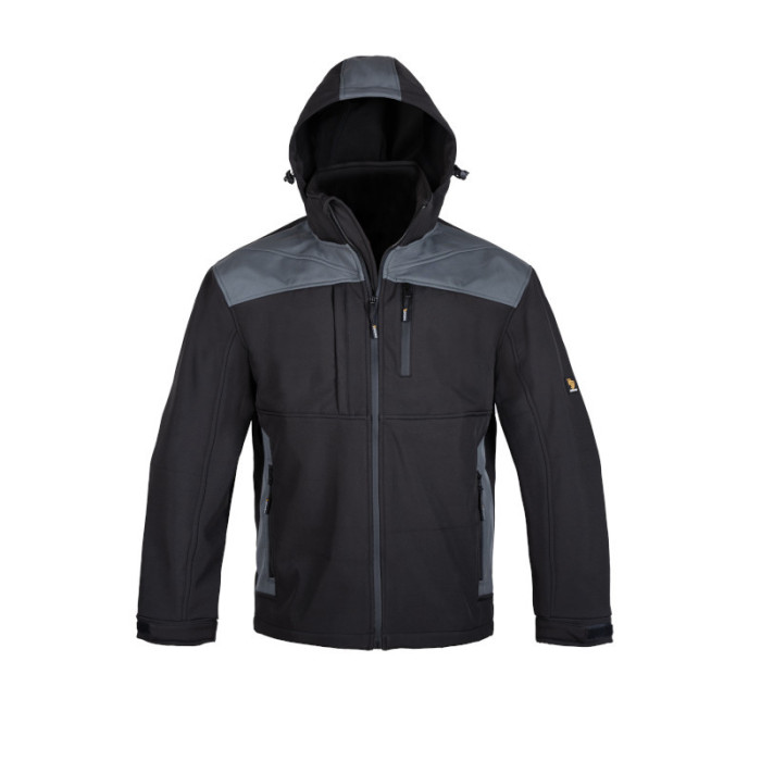 KURTKA ROBOCZA PROCERA VOYAGER SOFTSHELL Z KAPTUREM OCHRONNA CZARNO-SZARA