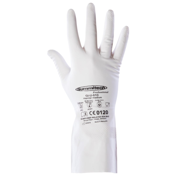 RĘKAWICE ROBOCZE POLSTAR SUMMITECH MILWHITE PRO. GI-U-01C RUMI NITRYLOWE HYPOALERGICZNE 30 CM BIAŁE