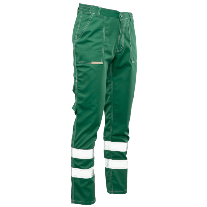 SPODNIE ROBOCZE POLSTAR BRIXTON CLASSIC ABSP DO PASA Z PASAMI ODBLASKOWYMI ZIELONE