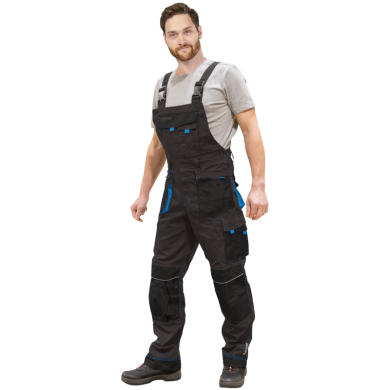 SPODNIE ROBOCZE LEBER-HOLLMAN LH-FMN-B OGRODNICZKI STALOWO-CZARNO-NIEBIESKIE