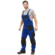 SPODNIE ROBOCZE LEBER-HOLLMAN LH-FMN-B OGRODNICZKI STALOWO-CZARNO-NIEBIESKIE