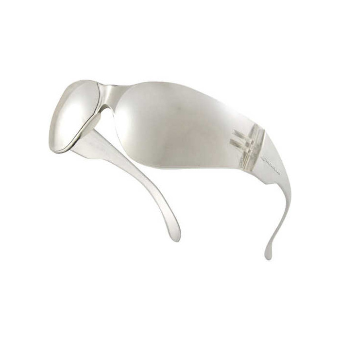 OKULARY OCHRONNE DELTA PLUS BRAVA2 LIGHT MIRROR ODBLASKOWE POWŁOKA NIERYSUJĄCA OPRAWKA SREBRNA SZKŁA PRZYDYMIONE