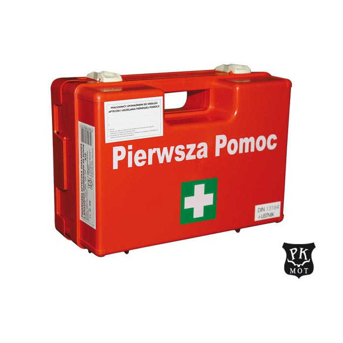 APTECZKA PIERWSZEJ POMOCY PK-MOT AZP10 ZAKŁADOWA PRZENOŚNA Z WIESZAKIEM DIN 13164 CZERWONA