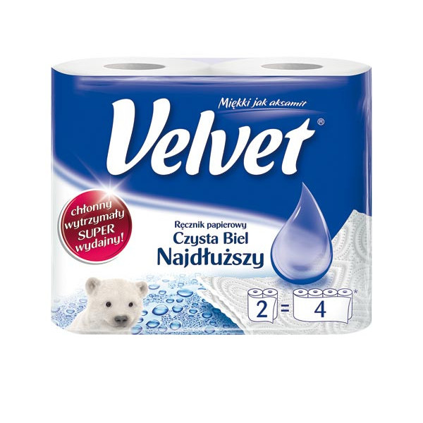 RĘCZNIKI PAPIEROWE VELVET OP 2SZT BIAŁY