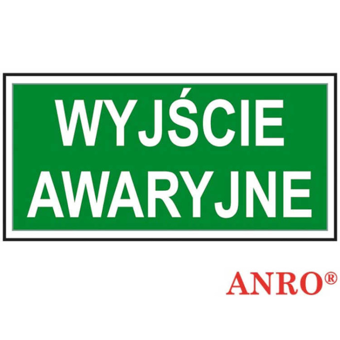 ZNAK BEZPIECZEŃSTWA ANRO WYJŚCIE EWAKUACYJNE PŁYTA PCV ZNAK Z NADRUKIEM FOTOLUMINESCENCYJNYM