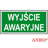 ZNAK BEZPIECZEŃSTWA ANRO WYJŚCIE EWAKUACYJNE PŁYTA PCV ZNAK Z NADRUKIEM FOTOLUMINESCENCYJNYM