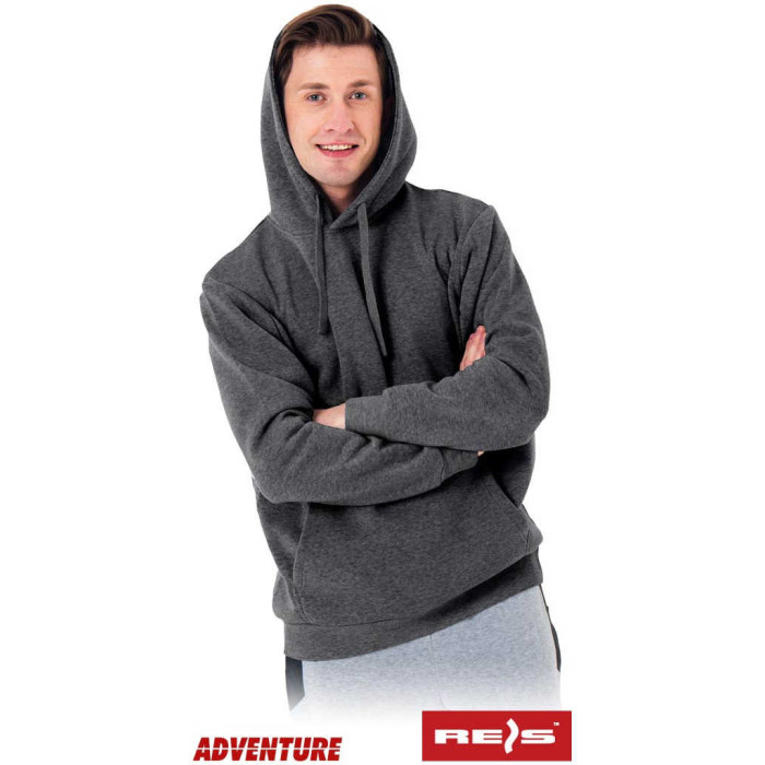 BLUZA ROBOCZA REIS ADVENTURE KANGU TYPU KANGUREK Z KAPTUREM CIEMNOSZARA