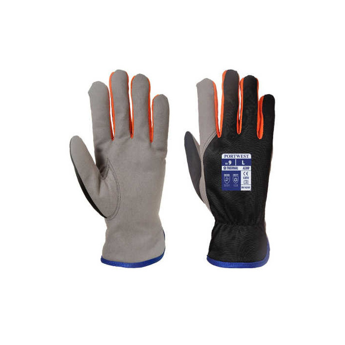 RĘKAWICE ROBOCZE PORTWEST THERM WINTERSHIELD PRW-A280 OCIEPLANE POLAREM SZARO-POMARAŃCZOWO-CZARNE