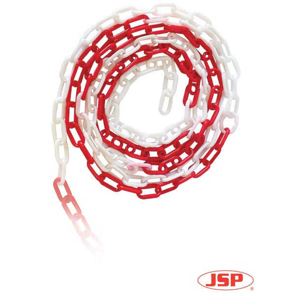 ŁAŃCUCH OCHRONNY JSP ROAD-CHAIN PLASTIKOWY 25M BIAŁO-CZERWONY