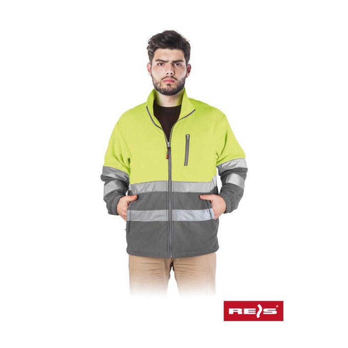 BLUZA ROBOCZA REIS POLSTRIP OSTRZEGAWCZA Z POLARU ŻÓŁTO-SZARA