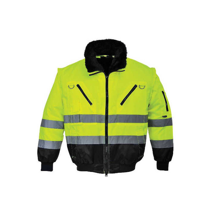 KURTKA ROBOCZA PILOT 3 W 1 PORTWEST PRW-PJ50YBR OSTRZEGAWCZA OCIEPLANA ŻÓŁTO-CZARNA