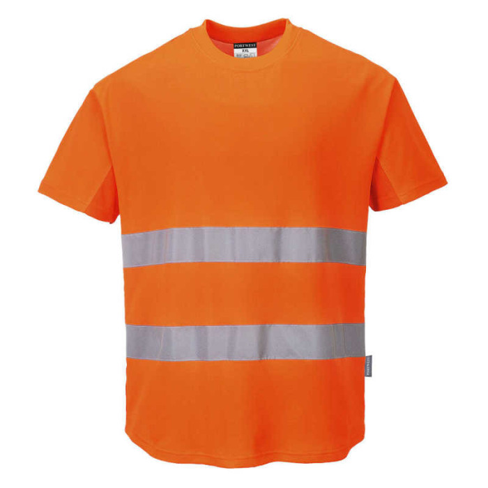 T-SHIRT PORTWEST PRW-C394ORR OSTRZEGAWCZY Z PANELAMI Z SIATKI POMARAŃCZOWY