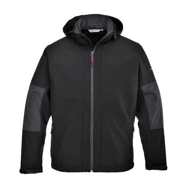 KURTKA ROBOCZA SOFTSHELL (3L) PORTWEST PRW-TK53BKR PRZECIWDESZCZOWA WODOODPORNA ODDYCHAJĄCA Z KAPTUREM CZARNA