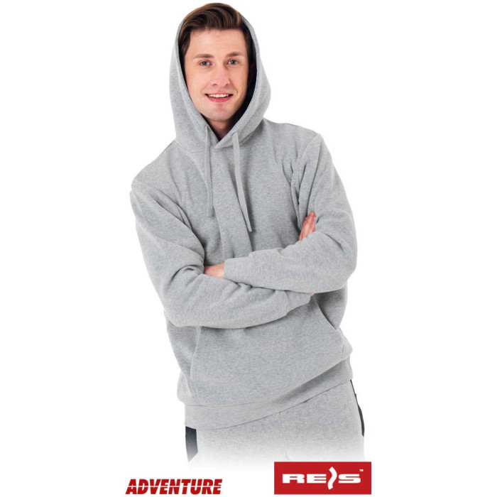 BLUZA ROBOCZA REIS ADVENTURE KANGU TYPU KANGUREK Z KAPTUREM JASNOSZARA
