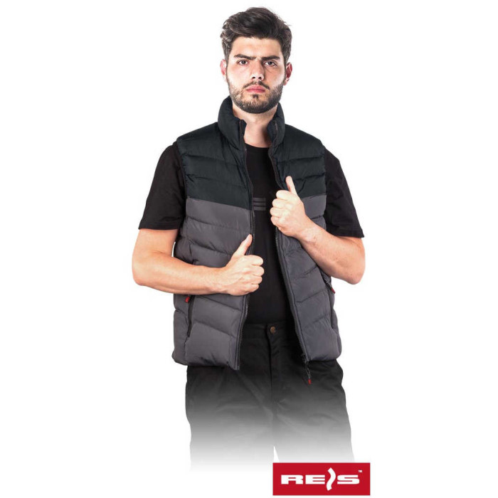 BEZRĘKAWNIK ROBOCZY REIS VEST-TWIN OCIEPLANY CZARNO-SZARY