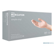 RĘKAWICE ROBOCZE MERCATOR MEDICAL RMM-SIMPLE WINYLOWE PUDROWANE OP. 100 SZT. TRANSPARENTNE