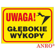 ZNAK BEZPIECZEŃSTWA ANRO TABLICA BUDOWLANA - U GÓRY PRACUJĄ - PŁYTA PCV