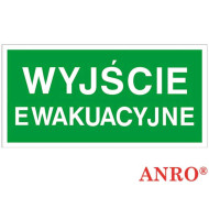 ZNAK BEZPIECZEŃSTWA ANRO WYJŚCIE EWAKUACYJNE PŁYTA PCV ZNAK Z NADRUKIEM FOTOLUMINESCENCYJNYM